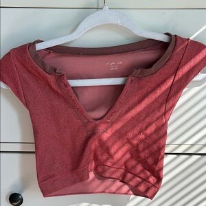 Urban Outfitters Pink Cap Sleeve Fitted Bodysuit